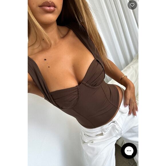 White Fox Chasing Shadows Bustier Corset Top Size XS Chocolate Brown - Picture 1 of 8